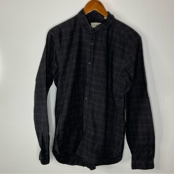 Oliver Spencer Organic Cotton Gray Button Down Shirt Neck Size 15.5 - Picture 1 of 5